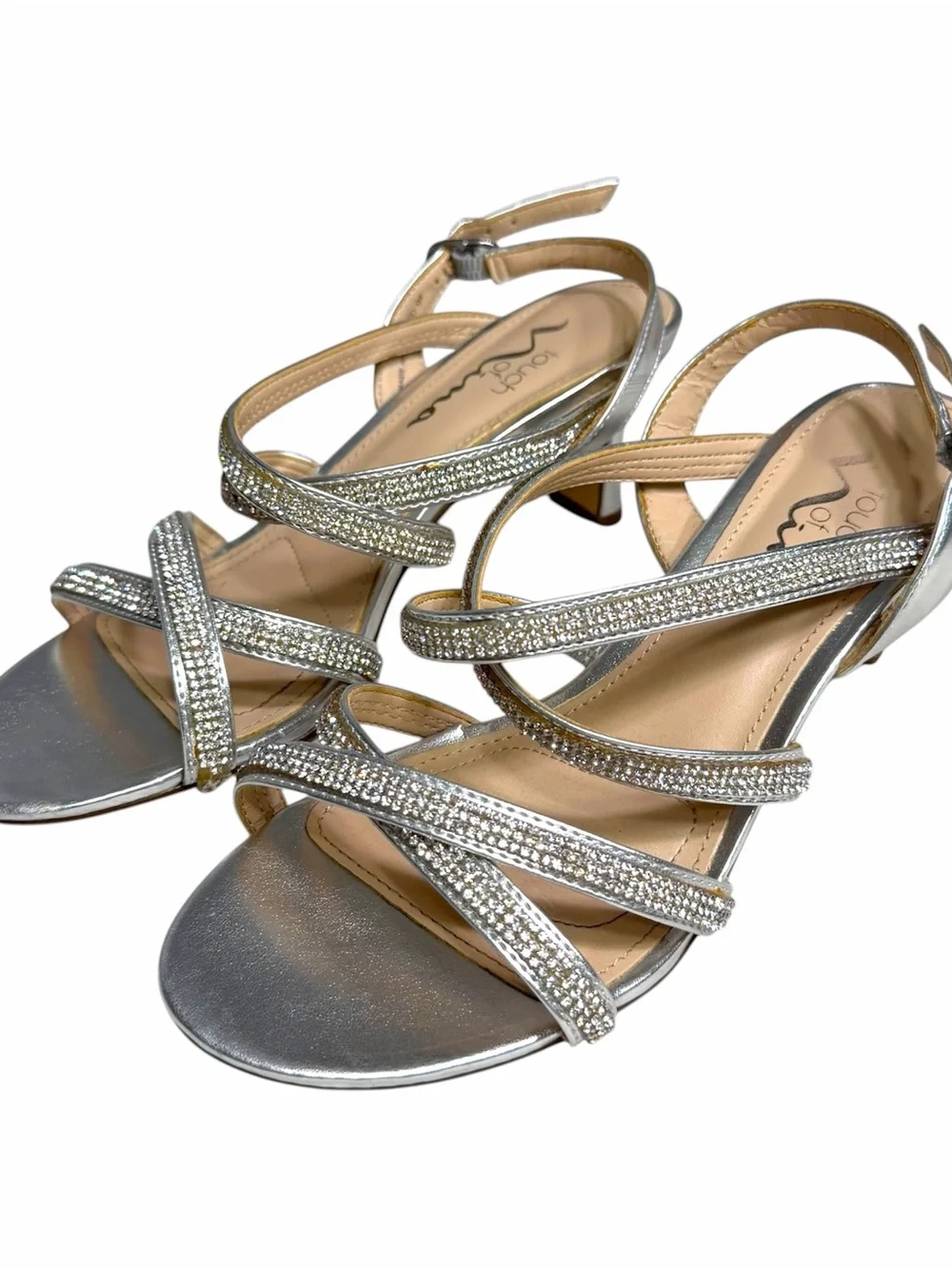 Touch of Nina Strappy Silver Metallic Dress Sandals with 2.5-inch Heel